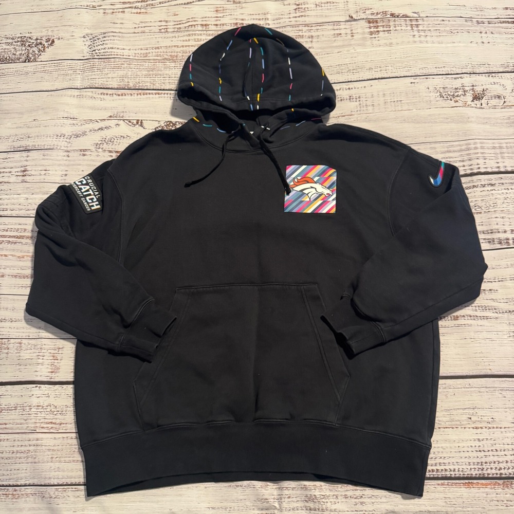 Denver Broncos Nike Black 2023 NFL Crucial Catch‎ Club Pullover Hoodie Medium